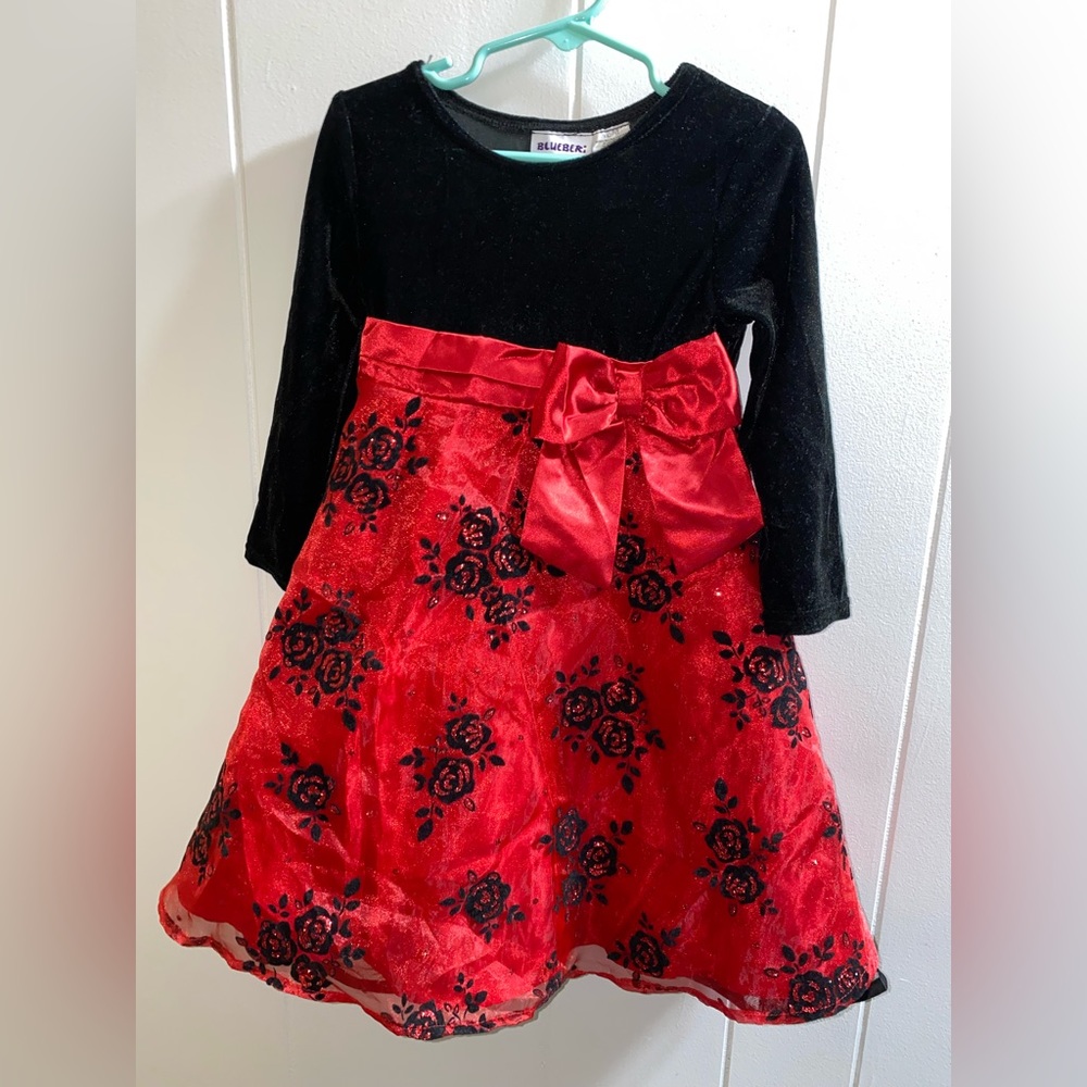 Blueberi Boulevard 4T black and red floral dress